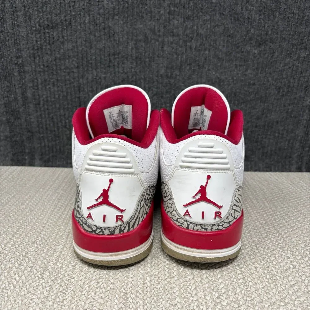 Nike Air Jordan 3 Retro Cardinal Red White Shoes Mens 9 CT8532-126